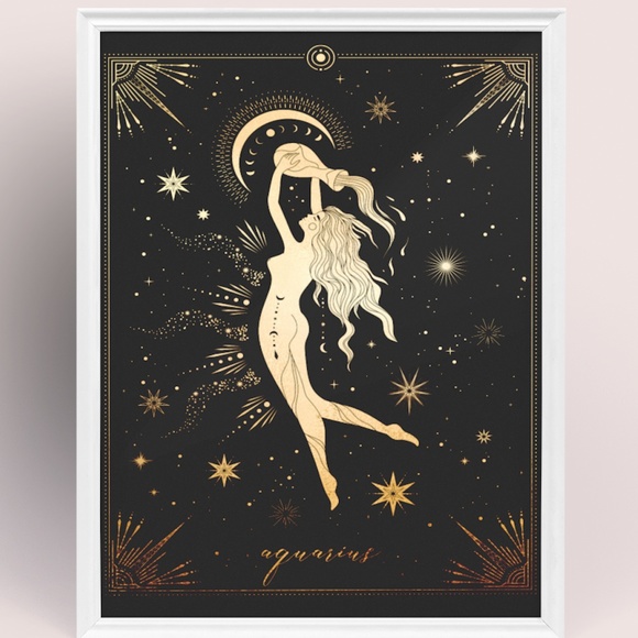 Aquarius Wall Art Celestial Zodiac Horoscope Illustration Print Poster Unframed - Picture 3 of 16